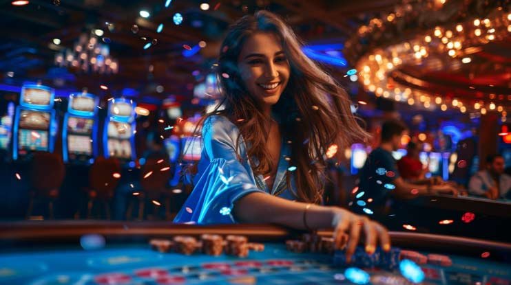 Roda fisik yang diputar untuk setiap putaran Roda roulette dengan bola dalam aksi