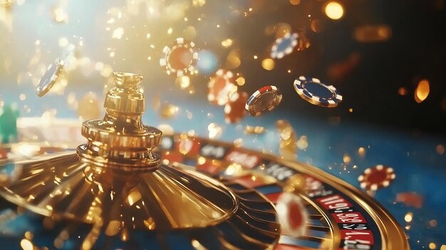 Tampilan real-time dari roda roulette dengan bola yang mendarat pada angka pemenang